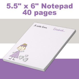 Personalised Kids blonde stick girl purple Notepad