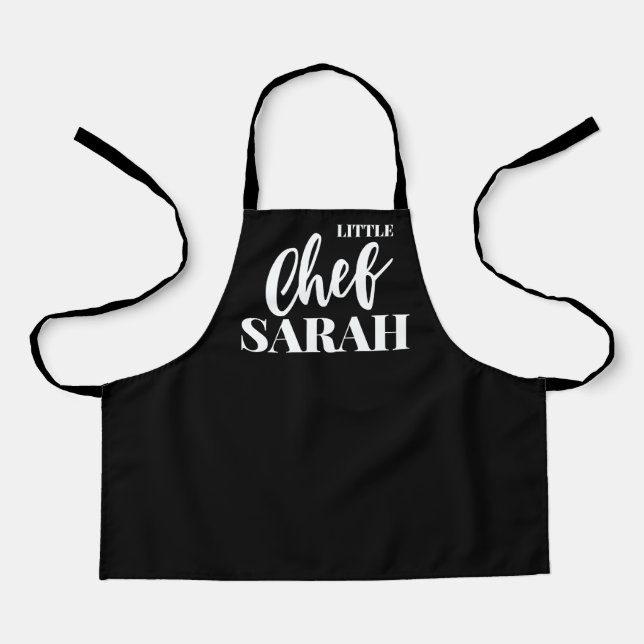 Personalised Kids Chef Apron | Elegant Black (Front)