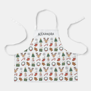 Personalised Kids Christmas Baking Holiday Pattern Apron