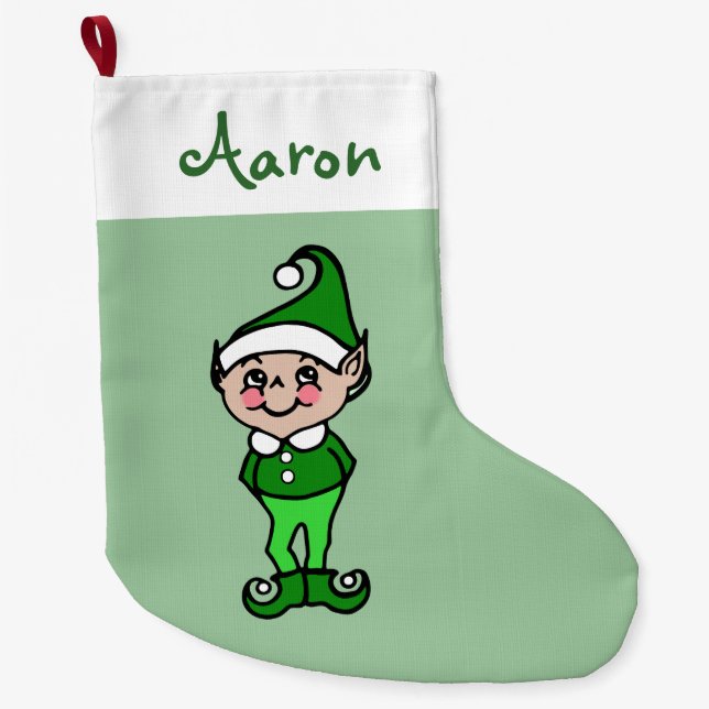 Personalised Kids Christmas Elf Stocking (Front)