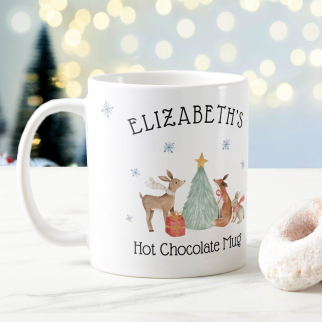 Personalised Kids Christmas Woodland Animals Hot Coffee Mug (Creator Uploaded)