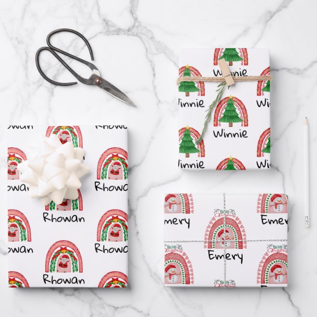 Personalised Kids Christmas Wrapping Paper Sheets (Front)
