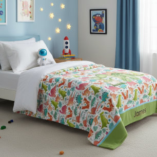 Personalised Kids Colourful Dinosaur Fleece Blanket