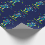 Personalised Kids Colourful Robot Birthday Party Wrapping Paper<br><div class="desc">Personalised Cute Kids Colourful Robot Birthday Party Wrapping Paper. Perfect for a robot themed birthday party. Fun blue robot with a striped background. Add your child's name and coordinate with other robot party supplies. www.SamAnnDesigns.com</div>