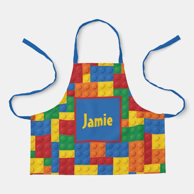 Personalised Kids Construction Toy Building Blocks Apron (Front)
