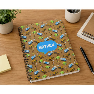 Personalised Kids Construction Vehicles Notebook