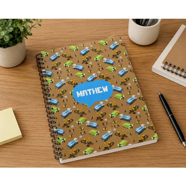 Personalised Kids Construction Vehicles  Notebook (Creator Uploaded)