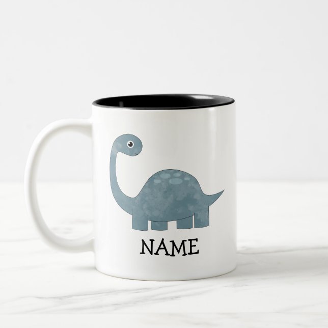 Personalised Kids Custom Dinosaur Two-Tone Coffee Mug (Left)