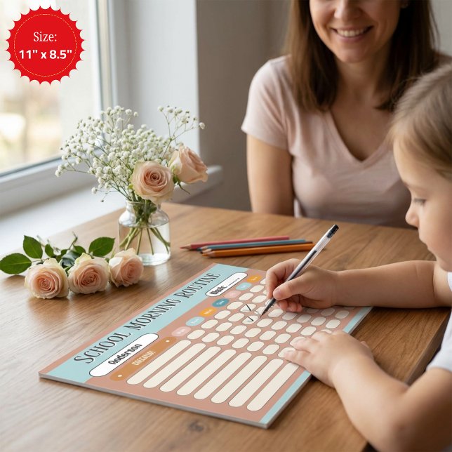 Personalised Kids Daily Routine Checklist Colourfu Notepad (Personalized Kids Daily Routine Checklist Colorful Notepad)