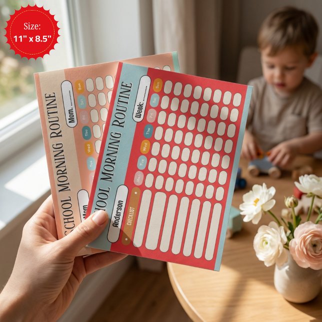 Personalised Kids Daily Routine Checklist Colourfu Notepad (Personalized Kids Daily Routine Checklist Colorful Notepad)