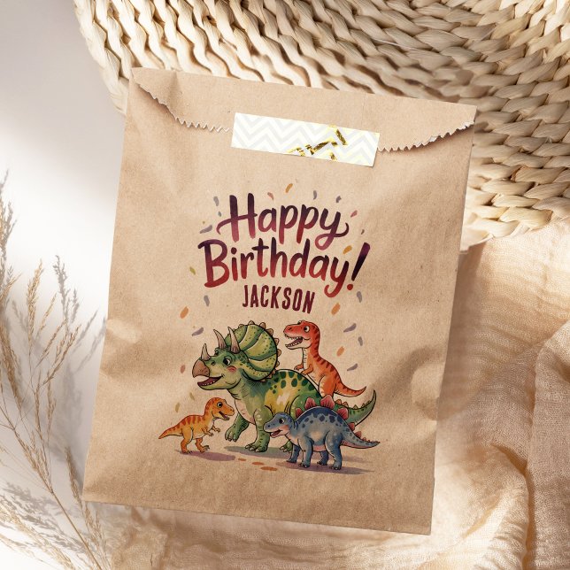 Personalised Kids Dinosaur Birthday Favour Bag (Creator Uploaded)