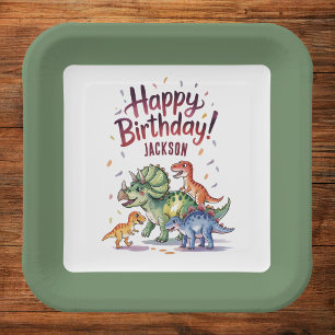 Personalised Kids Dinosaur Birthday Paper Plate