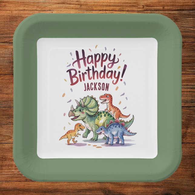 Personalised Kids Dinosaur Birthday Paper Plate (Creator Uploaded)