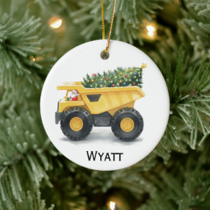 Personalised Kids Dump Truck Christmas Ornament