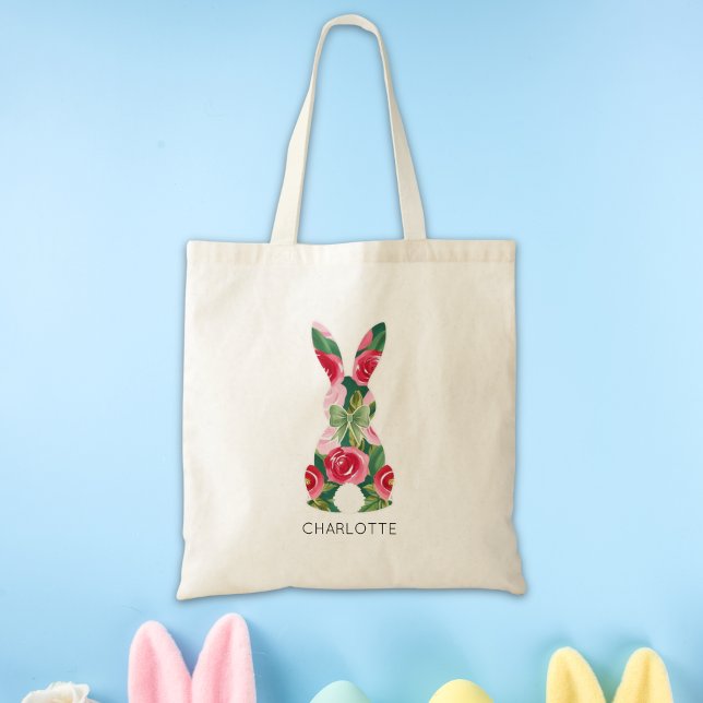 Personalised Kids Easter Bunny Tote Bag for Girls (Personalized Kids Easter Bunny Tote Bag for Girls)