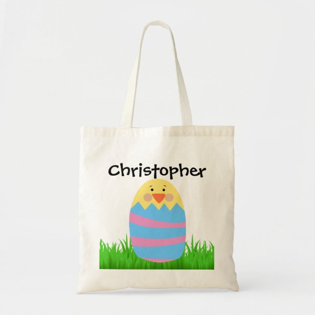 Personalised Kid's Easter Egg Hunt Baby Chick Tote Bag (Front)