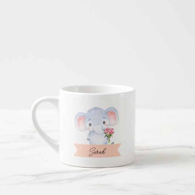 Personalised kids elephant  espresso cup (Left)