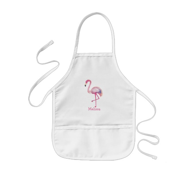 Personalised Kids Flamingo Pink Summer Monogram Apron (Front)