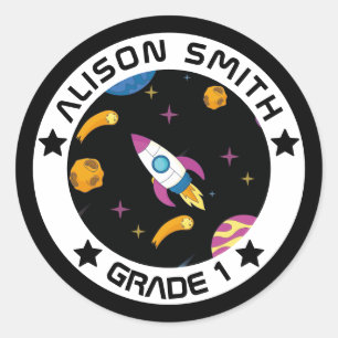 Personalised Kids Galaxy Travelling  Classic Round Sticker