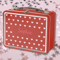 Personalised Kids Girls Name Pink Hearts School