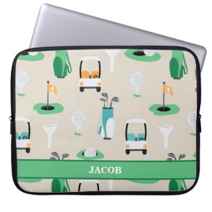 Personalised Kids Golfer Golfcart Golfing Sporty Laptop Sleeve