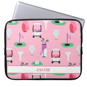 Personalised Kids Golfer Golfcart Golfing Sporty Laptop Sleeve