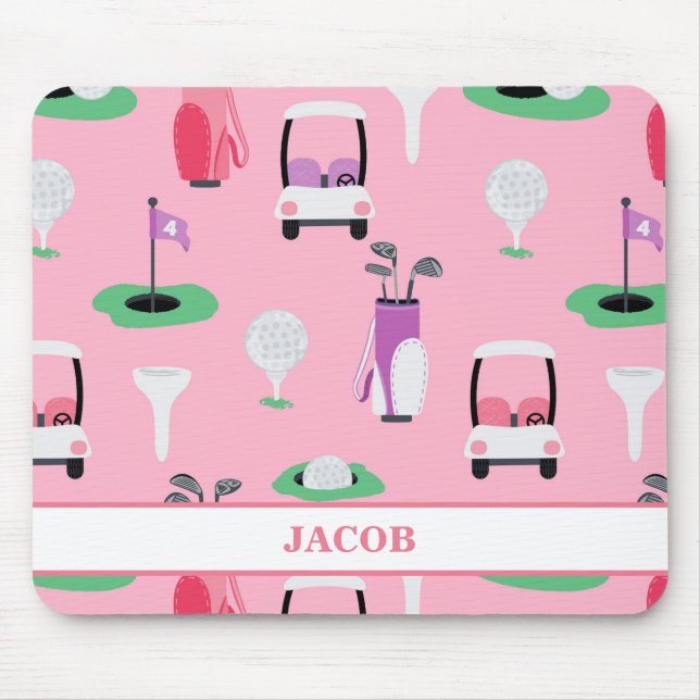 Personalised Kids Golfer Golfcart Golfing Sporty Mouse Pad (Front)