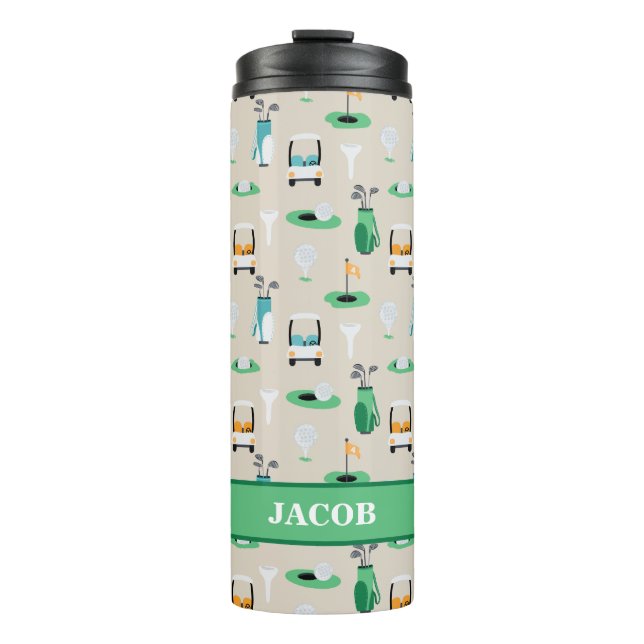 Personalised Kids Golfer Golfcart Golfing Sporty Thermal Tumbler (Front)