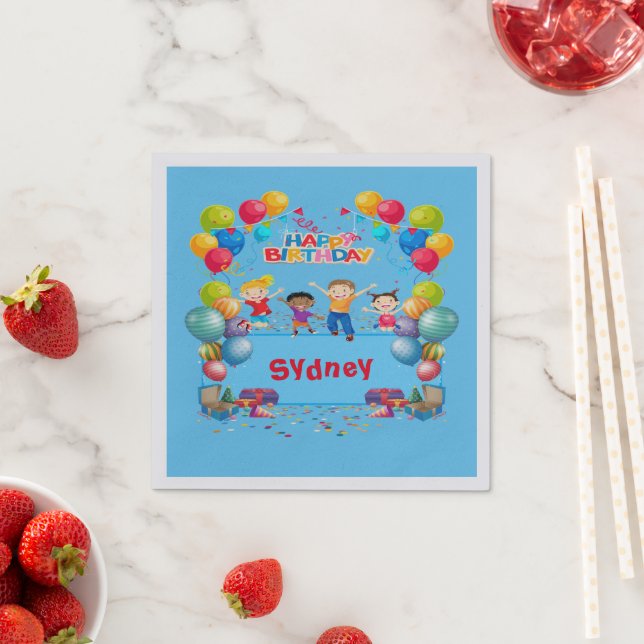Personalised Kids Happy Birthday Cocktail Napkins  (Insitu)