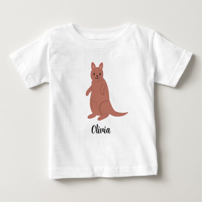 Personalised Kids Kangaroos Girls Baby T-Shirt (Front)