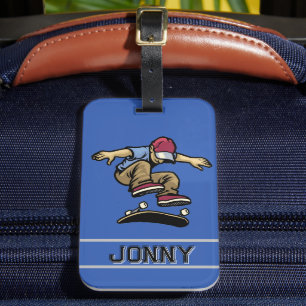 Personalised Kids Kick Flip  Luggage Tag