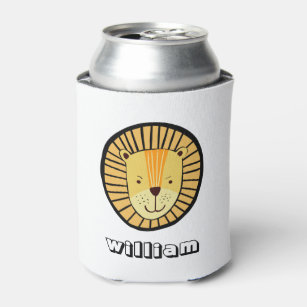 Personalised Kids Lion Jungle Animal Name Can Cooler