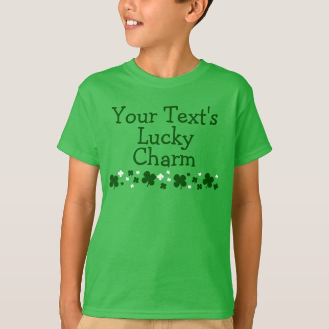 Personalised Kid's Lucky Charm St. Patrick's Day T-Shirt (Front)