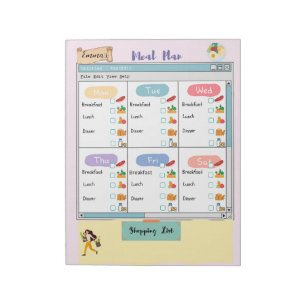 Personalised Kid's Meal Plan+Nutrition Check Box Notepad