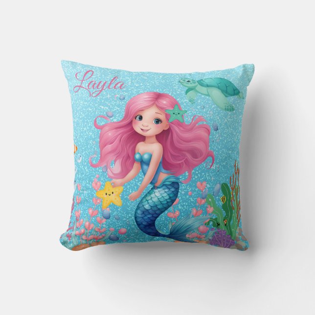 Personalised Kid's Mermaid Pillow  (Front)