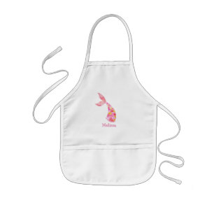 Personalised Kids Mermaid Tail Pink Monogram Kids Apron