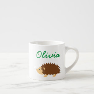 Personalised kid's mug with small hedgehog cartoon