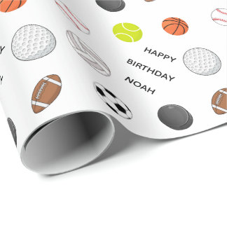 Personalised Kids Multi Sport Birthday Wrapping Paper