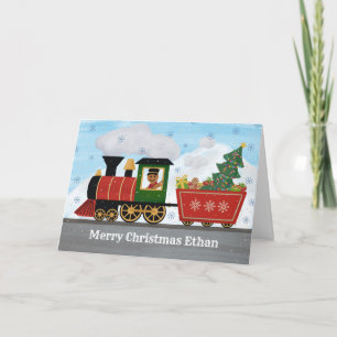 Personalised Kids Name Christmas Train  Card