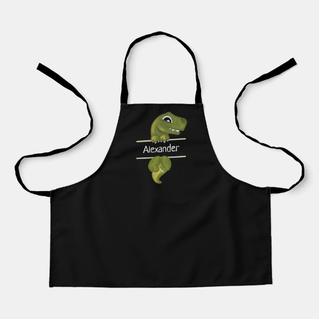 Personalised Kids Name Dinosaur Boys Apron (Front)