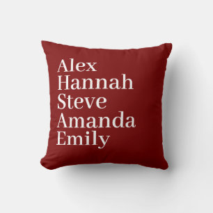 Personalised Kids Name Modern Family Cherry Red  Cushion