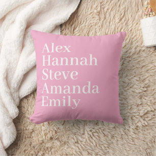 Personalised Kids Name Modern Family light Pink Cushion