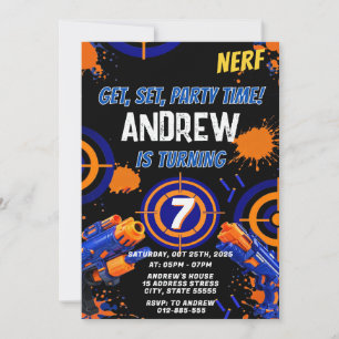 Personalised Kids Nerf Birthday Invitation