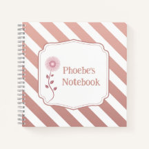 Personalised Kids notebook with Rose Gold stripes