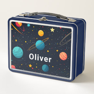 Personalised Kids Outer Space Planets  Metal Lunch Box