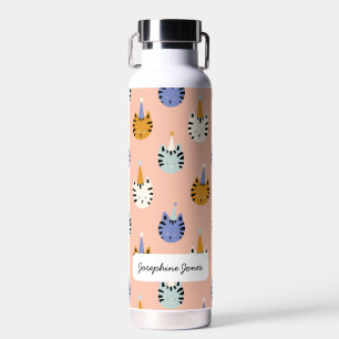 Personalised Kids Party Cat Waterbottle Water Bottle