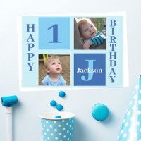 Personalised Kids Photo Cute Blue Happy Birthday