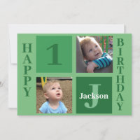Personalised Kids Photo Cute Green Happy Birthday