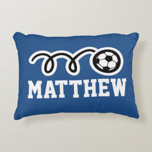 Personalised kids pillow with cute soccer ball