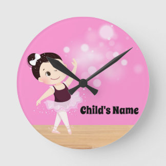 Personalised Kids Pink Ballerina Wall Clock
